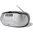 AZATOM Zenith Z2 DAB/DAB+ Digital Radio Boombox – CD Player, FM Radio, USB MP3 Player, Premium Stereo Sound, Mains or Battery Powered, Portable (Black/Silver)