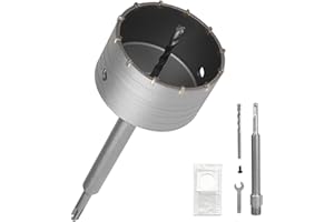 EXLECO 110mm Scie Cloche Beton, avec 220mm Rallonge SDS PLUS et Foret de Centrage, Carotteuse Beton, Trépan Béton Multi Matériaux, Scie Cloche pour Maçonnerie Pierres, Ciment, Brique