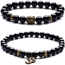 YAZILIND Om Buddha Armband – Holzperlen 8 Mm, Elastisch, Yoga-Schmuck, Spirituelles Accessoire