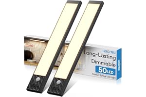HIBOITEC Lampe de Placard, 50LED Dimmable Lampe Detecteur de Mouvement Interieur, USB-C Lumiere Cuisine Sous meuble，sans Fil Rechargeable pour Armoire Cuisine Placard Escalier - Lumière chaude