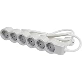 LEGRAND 694557 Power Strip, 6 Sockets, 1.5 m Cord, White/Light Grey | Power Strip, Power Strip with 6 Outlets, Cable 1.5 m, W