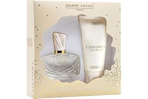 JEANNE ARTHES - Coffret Cadeau pour Femme - Cassandra Rose Blanche - Eau de Parfum 100 ml + Lait pour le corps 150 ml - Parfum Ambre Santal - Fabriqué et conditionné en France à Grasse