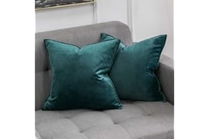 MIULEE 2er Set Samt Kissenbezug Flansch Kissenhülle Dekorative Sofakissen Dekokissen Umwickelte Kante Kissenbezüge Zierkissenbezug für Sofa Wohnzimmer Schlafzimmer 45x45 cm Malachitgrün