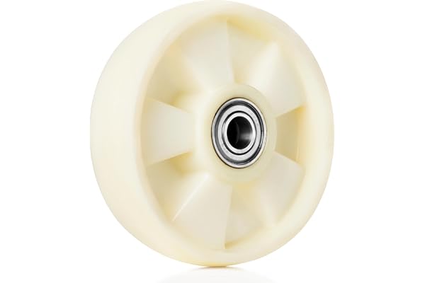 Pallit Lyftvagn, svänghjul nylon, 180 x 50 mm med kullager | Reservrulle för handvagnar och gaffelvagnar – axel 20 mm, förmonterat lager, klar att installeras omedelbart