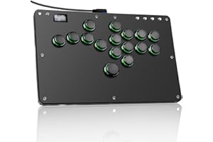 Sehawei Arcade Stick R16 Contrôleur arcade 16 touches pour PC/Ps3/Ps4/Switch/Steam,Stick de combat pour jeux de combat avec fonctions RGB & Turbo personnalisées & Hot Swap Noir