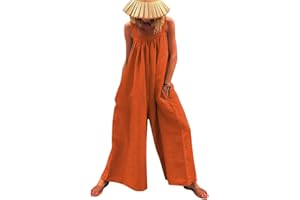 ORANDESIGNE Femme Combishort Été Combinaison Sans Manches Playsuit Chic Dos Nu Bodysuit Pantalon Large Casual Vacances Soirée Plage Jumpsuit