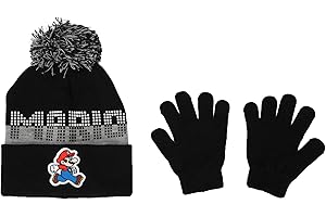 BIOWORLD Super Mario Bros Mario - Juego de gorro y guantes juveniles multicolor, talla única, Multicolor, One Size