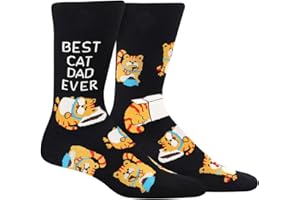 AGRIMONY Funny Socks for Men - Novelty Fathers Day Birthday Gifts for Dad from Daughter Son - Fun Happy Funky Cat Dog Socks Gift Ideas Christmas Stocking Fillers