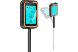 ROCKETEK Tester del Terreno per Piante Digitale 4-in-1, Misuratore di pH del Terreno con PH/Umidità/Temperatura/Intensità Luminosa, con LCD retroilluminato, per Giardinaggio/Prato/Serra/Giardino/Vasi/Fattoria