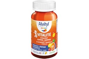 Alvityl - Gommes Vitalité - 8 vitamines et 2 minéraux – Saveurs naturelles de fruit - Dès 4 ans - 60 gommes