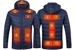 RUITOTP Veste Chauffante USB, Doudoune Manteau Chauffant Électrique Hommes Femmes Lavable avec 3 Niveaux de Chauffage et 15 Zones Chauffage pour Ski Pêche Randonnée Plein Air Pas Cher Blouson