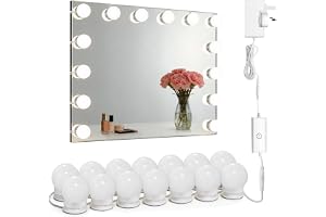 Star Vision 14-Bulb Vanity Lights for Mirror, DIY LED Makeup Lights Kit with Double-Sided Stickers, Plug-in UK Power Adaptor 