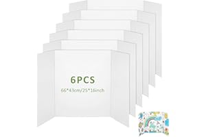 Axincardarm 6 Pcs Tri-Fold Presentation Boards 66 x 43cm Foldable Poster Board, Tri-Panel Display Board for Business Presentation, Exhibitions (White)