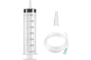 WINBEST Duża strzykawka, 350 ml, strzykawka z wężem, plastikowa strzykawka, wielokrotnego użytku, do laboratorium, przemysłu, ogrodu