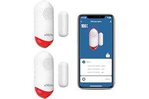 CHATTHEN eMylo Door Sensor, Wifi Door Alarms 120dB, Window Alarm with Alarm Light, Compatible with Smart Life app and Tuya Smart, Door Alarms for Your Home, 2 Pack
