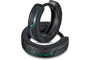 QHQPQ Black Hoop Earrings for Men 925 Sterling Silver Celtic Knot Huggie Earrings Viking Irish Jewellery Gifts for Women