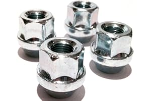 IKOPO Alloy wheel nuts open head, Zinc plated M12x1.25 (M12 x 1.25) Taper seat, 19mm hex. Set of 4 wheel nuts