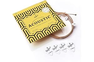 BELFORT® struny do gitary westernowej – wysokiej jakości stalowy brąz fosforowy zestaw 7 strun do gitary typu Western i gitary akustycznej w zestawie: 4 kostki + bardzo wysoka struna E