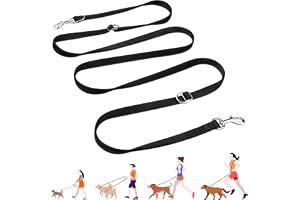 PETCOOZ Hundkoppel med Dubbel Krok, 3 m Justerbart Hundträningskoppel, Mångsidigt Hundkoppel i Nylon med Handsfreefunktion, f