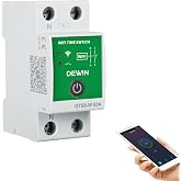 DEWIN WiFi Smart Timer, 2P AC 230V 63A WiFi Relay Smart Switch Tuya App Control Timer with Programming DIN Rail Installation