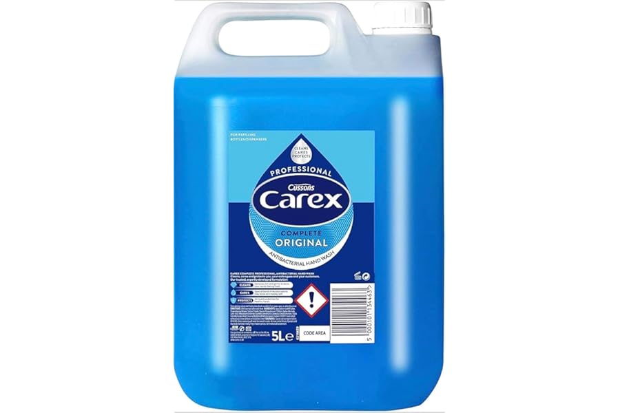 Carex Original Professional Antibacterial Hand Wash - Kills 99.9% of Bacteria & Viruses, Dermatologically Tested Liquid Soap that Cleans, Cares & Protects Hands, 5 Litre