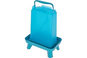 Kerbl Hobbyfarming Abbeveratoio in plastica con piedini, Alimentazione automatica dell'acqua, Supporto stabile, Resistente alle intemperie, Con maniglia per il trasporto, Piano trasparente, 5.5L, blu
