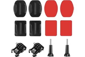 LIBAIDZ 12 Pcs Halterung Sets Halter Mount Halterungen Zubehör Klebehalterung Helmbefestigung,Flache und Gebogene Klebehalterung Halterung,Kompatibel mit GoPro Hero Session 4,3,3+,2,1 Action Kamera