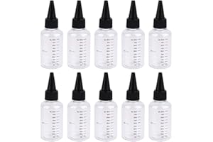 Healifty 10pcs Plastic Small Squeeze Bottles with Twist On Cap Lids for Sauce Condiments Dressing Paint Olive Oil BBQ 60ML