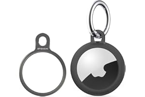 Stouchi TPU Airtag Case with Stainless Steel Airtags Keyring, Air Tag Loop Secure Holder Protective Cover Scratch-Resistant Minimalist Design Compatible with 2021 New AirTags