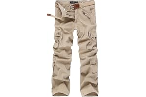 WSLCN Pantalon Cargo Hommes Pantalon Battle de Travail Multi Poches Durable Vintage Multicolore(sans Ceinture)