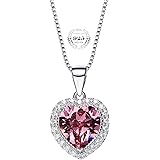 Young & Forever Gift Love Heart Necklaces and Valentine Earrings Jewelry Set for Women Gold Plated/Rose Gold Tone Pink Crystals From Swarovski Jewellery Set for Women Birthstone Jewellery for Girls: 