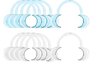 JDXun 10 Pcs Ecarteur Bouche, C-forme Ouvre Ecarteur Dentaire pour Inspection Orale, Le Traitement, Blanchiment Dents, Mâche-Mots pour Jeux de Société Famille (5 Bleu, 5 Transparent)