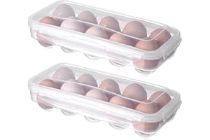 deegbbyi 2 Pezzi a 10 Griglie Contenitore Portauova, Porta Uova da Frigo, Portone Uovo Plastica da Trasporto, Trasparente Porta Uova Frigo in Plastica, per Frigorifero, Cucina, Freezer