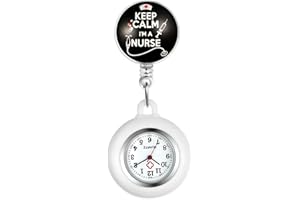 Silverora Krankenschwester Uhr einziehbare Clip-on Taschenuhr mit Stethoskop-Revers Fob Taschenuhr Arzt Schwesternuhr Silikonhülle für Damen und Herren
