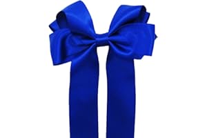 PRETTYBOUTIQUE Girls Handmade Satin Ribbon Boutique Ponytail Hair Bow Clips Barrette (Royal Blue) 10cm