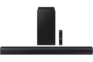 Samsung HW-C450 2.1ch Soundbar w/DTS Virtual X, Subwoofer Included, Bass Boost, Adaptive Sound Lite, Game Mode, Bluetooth, Wireless Surround Sound Compatible (Newest Model),Black