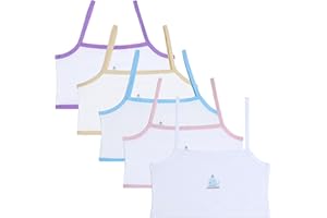 EDS Service Crop Top Bra for Kids, 5 Pack Girls Training Bra, Soft Cotton Wireless Teen Girls Bra for Age 7-12 Years