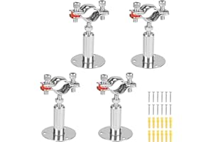 LALAGO 4pcs Support Tuyaux Réglable pour Φ25-27mm, Pince de Support Tube à Montage Mural en Acier Inox avec 12pcs vis et tubes d'expansion, Collier de Serrage Plafond pour la Fixation ou de Barres