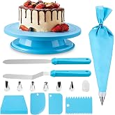 1 x Cake Turntable Plate Cake Decorating Cake Decorating Kit Cake Accessories with 2 x 6" Spatulas, 4 x Scrapers, 8 x Piping