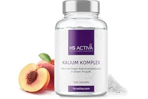 ‎HS ACTIVA ENERGETISIERTE VITALSTOFFE HS Activa Kalium Komplex 300g Pulver – Kaliumcitrat Verbindung nach Forschungsergebnissen von Dr. Max Gerson – Kalium hochdosiert für Muskelfunktion, Blutdruck & Nervensystem – Vegan & Made in Germany