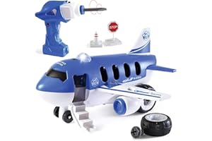 Top Race smontare l'aereo dei Giocattoli, Aereo Giocattolo per Bambini, Aereoplano Giocattolo Telecomandato con Trapani Elettrici, Regalo per Bambini Ragazze Ragazzi di 4, 5, 6,7 Anni