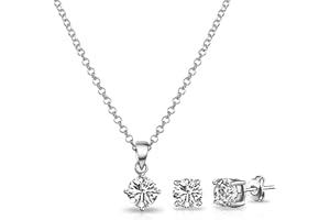 Philip Jones Silver Plated Round Solitaire Set Created with Zircondia® Crystals