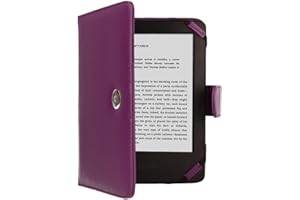 TECHGEAR Kindle PU Leather Folio Case Cover With Magnetic Clasp made for Amazon Kindle eReaders 12th - 4th Generation (2024-2011) & eReader, Paperwhite with 6 inch Screen (PURPLE)