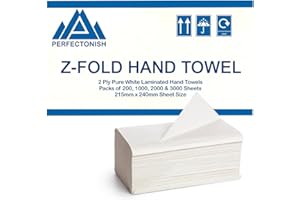 Perfectonish Z Fold Soft Hand Paper Towel 2-Ply in Packs of 200, 1000, 2000 & 3000 Sheets Dispenser Friendly White Disposable Hand Towels (200)