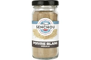 MARCEL SENCHOU - Poivre Blanc Moulu 50g - Épices Savoureuses Riches en Goût - Arôme Légèrement Citronné - Idéal sur Tous vos Plats - Recette Élaborée en France, 1 Unité (Lot de 1)