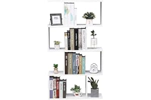 ETNIC ART Etnicart - Libreria Scaffale Bianca Ufficio Moderna Contemporanea Bifacciale Divisorio Legno Casa Giorno 70x23.5x127.5 Autoportante Mensole Scaffali Cubi Muro Design Ingresso Soggiorno