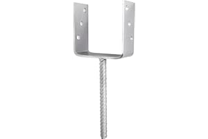 Parotec Supporto per Colonne Tipo U per Lavori di Carpenteria 120 x 60 x 125 x 5 mm, Supporto per Pilastri da Cementare U-Forma, Resistente, Zincato, Ancoraggio per Cemento