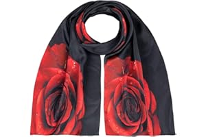 VON LILIENFELD szalik damski 100% jedwabiu róże czarny motyw szalik szalik jedwabny 172 x 42 cm