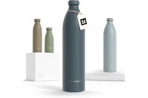 LARS NYSØM Edelstahl Trinkflasche 350ml, 500ml, 750ml, 1L, 1 5 liter | Thermosflasche Kohlensäure geeignet | Auslaufsichere Wasserflasche für Sport, Outdoor, Schule (Stone Blue, XL 1500ml)