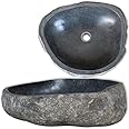 Festnight Basin River Washing Bowl Sink Stone Oval 30-37 cm, Natural Stone Basin for Bathroom or Washroom